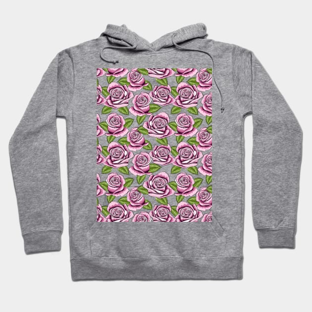 Roses Pattern Hoodie by Designoholic